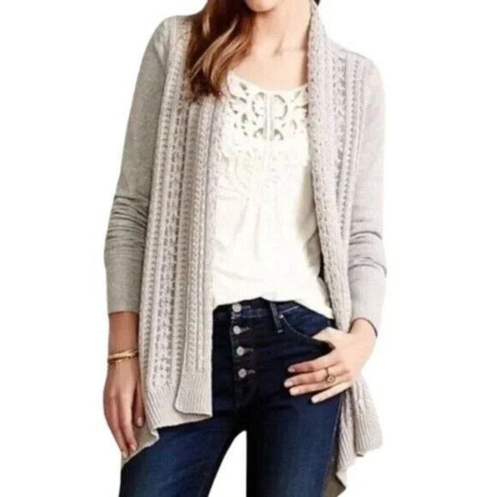 Anthropologie Saturday Sunday Womens S Cardigan Sweater Gray‎ Cable Knit Cardi